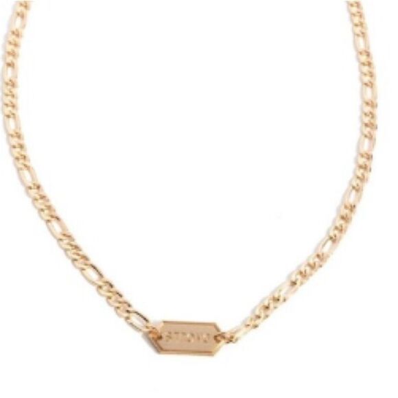 Paparazzi"Strong" Suit Necklace Gold Unisex Inspirational Lead/Nickel Free New - Picture 3 of 4